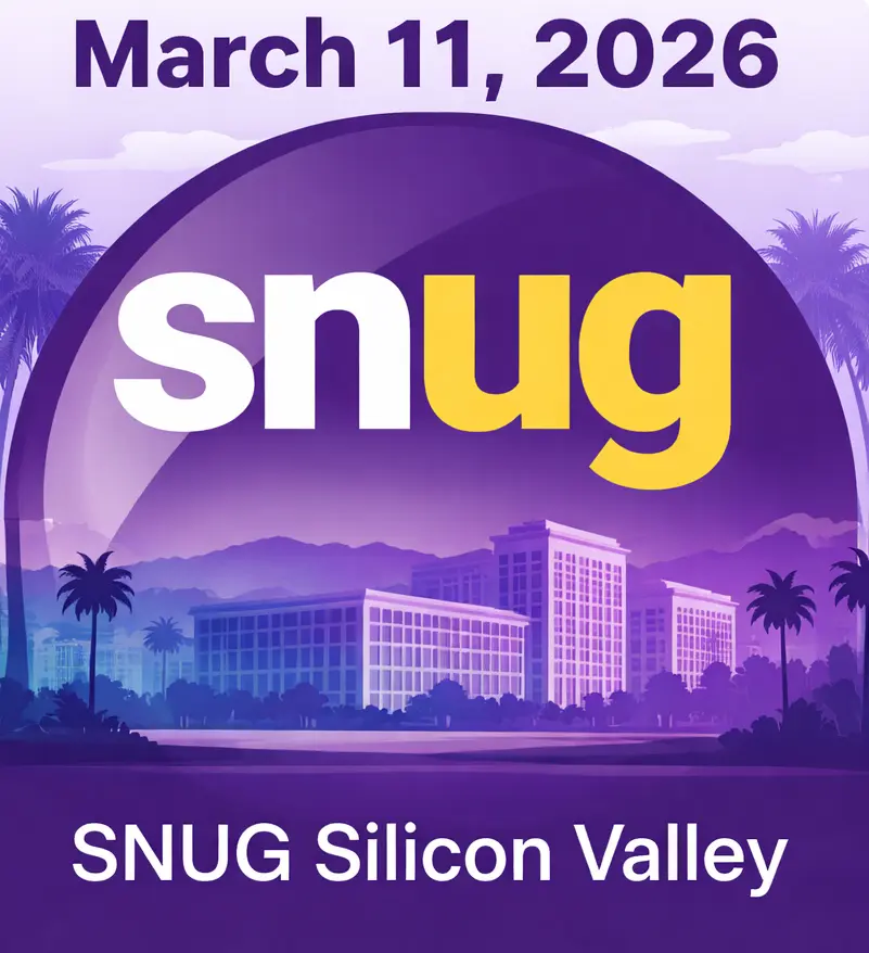 Edgewater Wireless event graphic for Synopsys SNUG Silicon Valley 2026 in Santa Clara, California on March 11, 2026