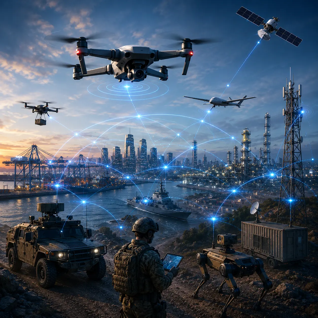 Autonomous drones, robotics, and smart infrastructure applications operating with advanced multi-channel wireless connectivity powered by AI-enabled Wi-Fi Spectrum Slicing technology.
